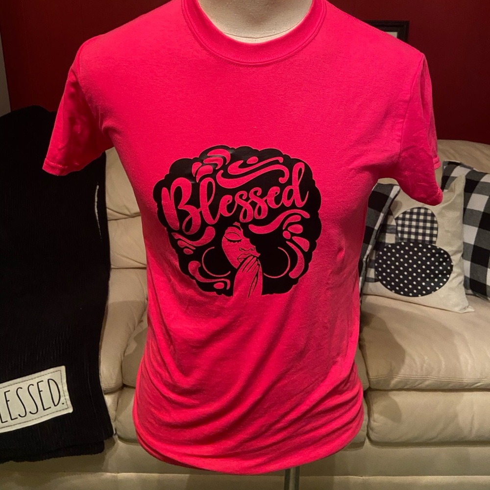 100% Cotton Blessed Pink Gildan T-shirt